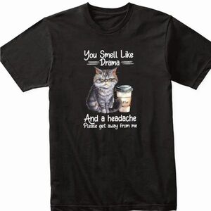 Source Unknown Black Graphic Cat Tee - 'You Smell Like Drama'